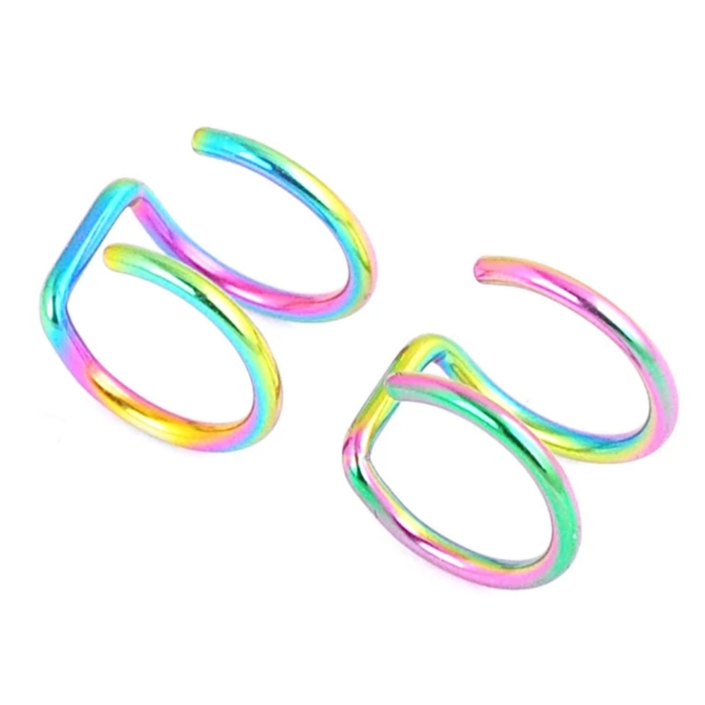 NEW Double Ear Cuff Faux piercing Cartilage Hoop - Picture 5 of 6